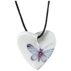 Anhänger "Geschwungenes Herz", blauer Schmetterling, 2,5 x 2,5 cm