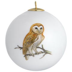Baumschmuck Kugel, Tiermalerei, bunt, Motiv: Schleiereule, Ø 5 cm