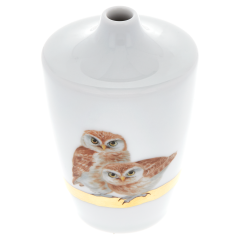 Vase, Form "MEISSEN® Cosmopolitan", Vogelmalerei, 2 Käuzchen auf goldenem Ast, H 11 cm