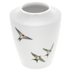 Vase, klein, Form "MEISSEN® Cosmopolitan", Vogelmalerei, Schwalben im Flug, H 13,5 cm
