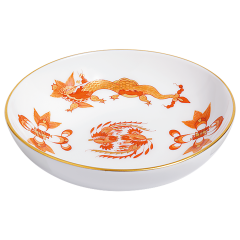 Schälchen, Form "Neuer Ausschnitt", Reicher Drache, rot, goldschattiert, Goldrand, Ø 8 cm