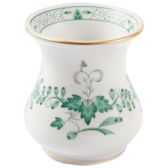 Vase, Form "Neuer Ausschnitt", Indische Malerei 2 mit Kante, grün, Goldpunkte, Goldrand, H 6 cm