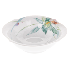 Schüssel, mittel, Form "Wellenspiel Relief", Waldflora mit Insekten, bunt, weißer Rand, ø 21,5 cm