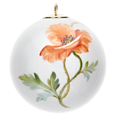Baumschmuck Kugel, Blumenmalerei "Wilder Mohn", rot, weißer Rand, Ø 5 cm