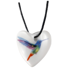 Schmuckanhänger Herz in Schwung, Kolibri, bunt, 2,5 x 2,5 cm