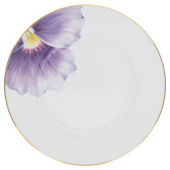 Speiseteller, klein, Form "MEISSEN® Cosmopolitan", "Giant Bloom", Stiefmütterchen, Goldrand, Ø 24 cm