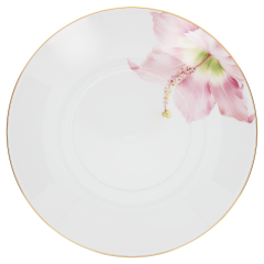 Gourmetteller, tief, Form "MEISSEN® Cosmopolitan", "Giant Bloom", Hibiskus, Goldrand, Ø 26 cm