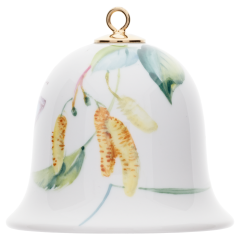 Miniatur-Glocke, Waldflora mit Insekten, Birke, weißer Rand, H 5 cm
