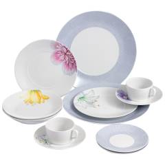 Starter-Set, 12-tlg. für 2 Personen, Form "MEISSEN® Cosmopolitan", Giant Bloom & Mesh blau
