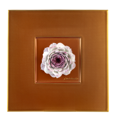 Wandbild Purpur Rosenblüte, Unikat Horst Bretschneider, 23 x 23 cm