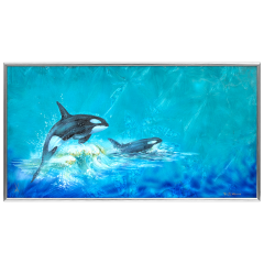 Wandbild mit Metallrahmen, Neue Kristallwelten - Orcas, H 34 cm