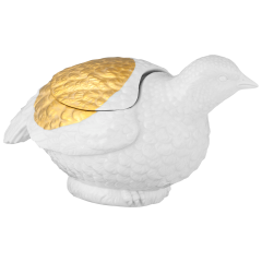 Vogel als Dose Wachtel, Meissen Atelier, Goldpunkte, Lim., H 10,5 cm