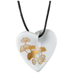 Schmuckanhänger Herz in Schwung, Ginkgo Blätter,gold, 2,5 x 2,5 cm