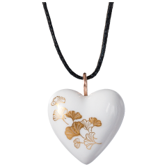 Anhänger Herz groß Öse Roségold, Ginkgo Blätter,gold, 2,4 x 2 cm