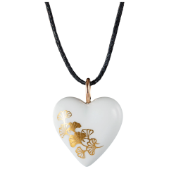 Anhänger Herz mittel, Roségold, Ginkgo Blätter,gold, 2,2 x 1,8 cm