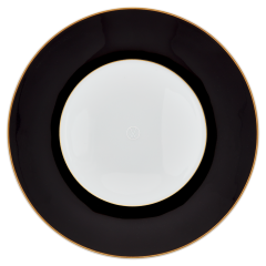 Speiseteller, klein, Form "MEISSEN® Cosmopolitan", Royal Palace,schwarz mit goldener Kontur, "Uni", weißer Rand, Ø 24 cm