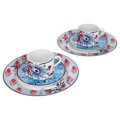 Kaffeegedeck, 6-tlg. für 2 Personen, "MEISSEN Collage", "Bloomy Feathers"