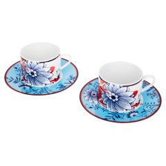 Kaffeetassen- Set, 2-tlg., "MEISSEN Collage", "Bloomy Feathers"