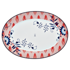 Platte, oval, Form "No 41", "MEISSEN Collage", "Bloomy Feathers", L 36 cm