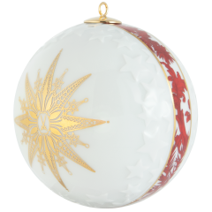 Baumschmuck Kugel Reliefsterne, "Meissen Christmas Star", rot, Ø 7 cm