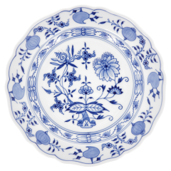 Vorspeise- und Dessertteller, Form "Neuer Ausschnitt", Zwiebelmuster, kobaltblau, weißer Rand, Ø 18 cm