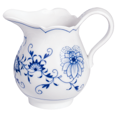 Milchkännchen, klein, Form "Neuer Ausschnitt", Zwiebelmuster, kobaltblau, weißer Rand, V 0,15 l