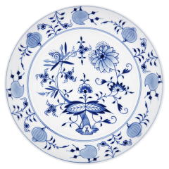 Speiseteller, Form "No 41", Zwiebelmuster, kobaltblau, weißer Rand, Ø 29 cm