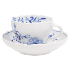 Kaffeetasse, Form "Neuer Ausschnitt", Zwiebelmuster "Style" kobaltblau, weißer Rand, V 0,2 l