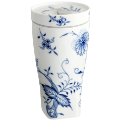 Coffee to go Becher, Form "Nova", Zwiebelmuster "Style" kobaltblau, weißer Rand, V 0,35 l