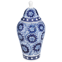 Deckelvase, Reiche Blütenmalerei, H 24 cm