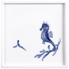Platte, Form "MEISSEN® Cosmopolitan", "Blue Treasures", Seepferdchen, 21 x 21 cm
