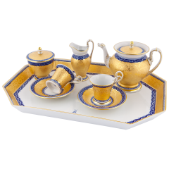 Set "Kobaltblaue Kanten mit Brokatmalerei"
