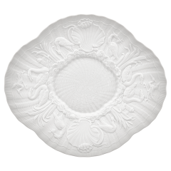 Gourmetteller, flach, Form "Schwanendessin", Biskuit Weiß, L 30 cm