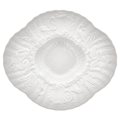 Gourmetteller, tief, Form "Schwanendessin", Biskuit Weiß, L 29,5 cm