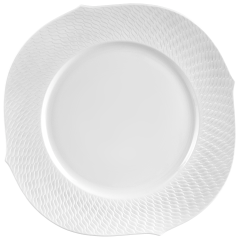 Platzteller, Form "Wellenspiel Relief", Biskuit Weiß, Ø 33 cm