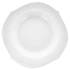 Suppenteller, Form "Wellenspiel Relief", Biskuit Weiß, Ø 23,5 cm
