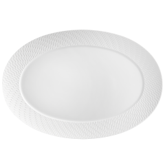 Platte, oval, klein, Form "No 41 Wellenspiel Relief", Biskuit Weiß, L 30 cm
