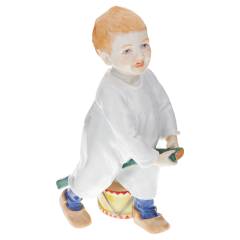 Kind mit Stecken und Trommel, Bunt staffiert, H 18,5 cm