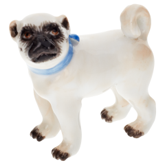 Hund Mops, ohne Schellen, stehend, Bunt staffiert