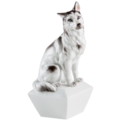 Hund Jahresfigur 2018, Bunt staffiert, Sondersignet Jahreszahl, H 17,5 cm