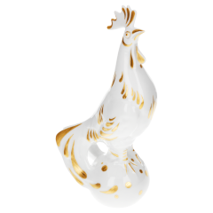 Vogel Haushahn, Gold staffiert, H 15,8 cm
