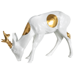 Rehbock, Gold staffiert, H 17 cm