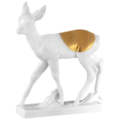 Reh, Gold staffiert, H 12,5 cm