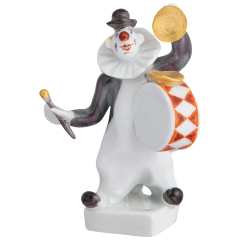 Clownskapelle Clown mit Trommel, Bunt und gold staffiert, 7 cm