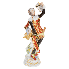 Harlekin mit Deckelkanne, Bunt und gold staffiert