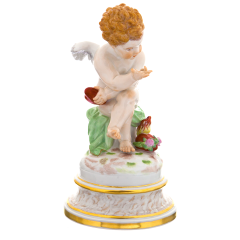 Amor philosophiert über die Liebe, Bunt und gold staffiert, H 18 cm