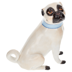 Hund Mops, ohne Schellen, Bunt und gold staffiert
