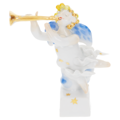 Angel with hoot, Coloured with gold, H 9,5 cm