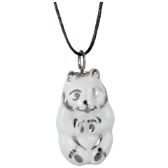 Anhänger "Platin" Halbrelief Panda, 3,5 x 1,9 cm