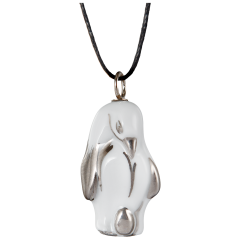 Anhänger "Platin" Halbrelief Pinguin, 3,5 x 1,7 cm